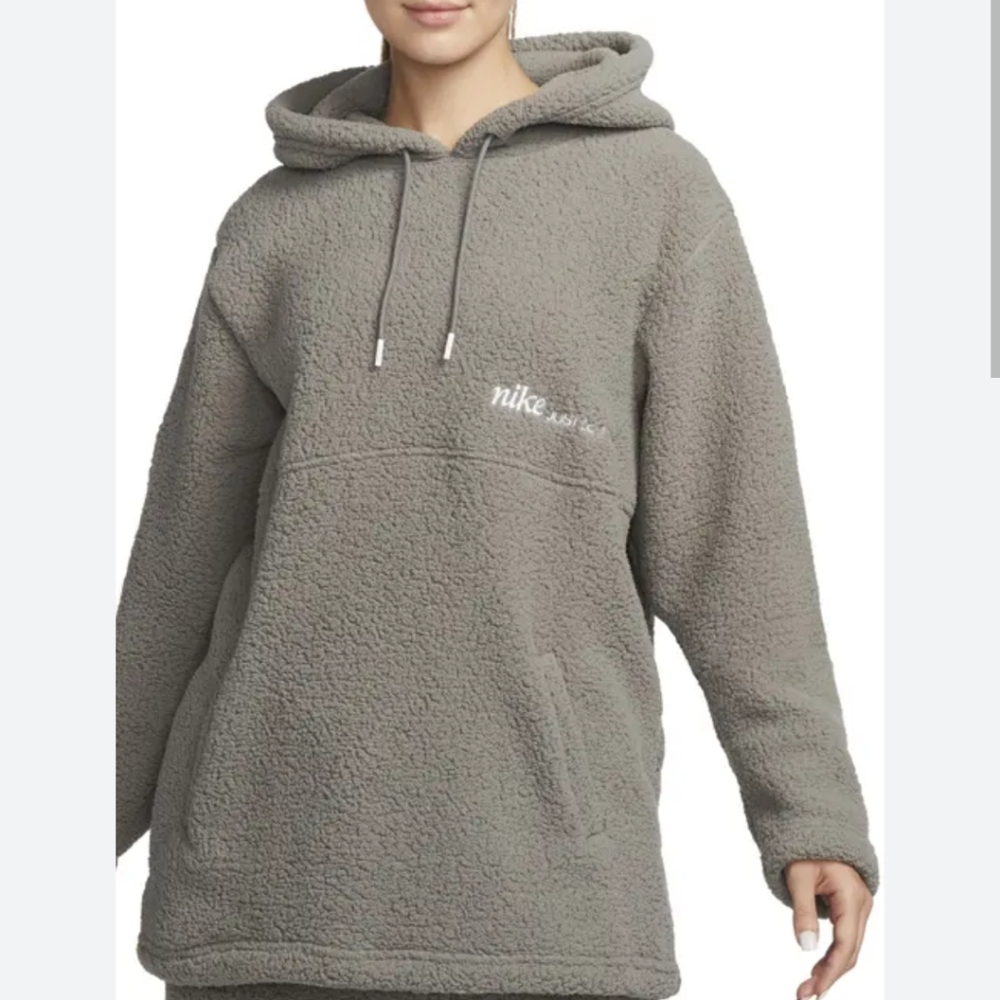 Nike Textured Fleece Therma Fit Hoodie, Gray, Women's Size‎ 1X, Running